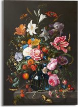 Glasschilderij Bloemen en Planten Stilleven met bloemen op vaas 70x50 cm Plexiglas - Reinders