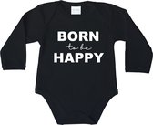 Baby rompertjes - Born to be happy - maat 80 - lange mouwen - baby - baby kleding jongens - baby kleding meisje - rompertjes baby - kraamcadeau meisje - kraamcadeau jongen - zwange