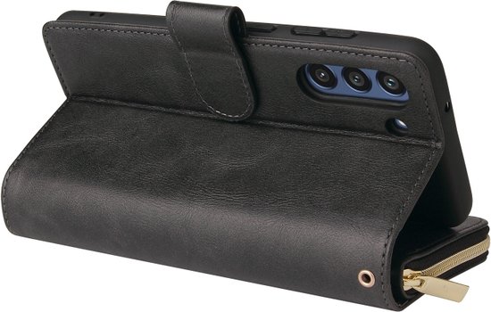 JVS Products Samsung Galaxy S21 FE Hoesje - Backcover - Koord - Pasjeshouder - Portemonnee - Kunstleer - Bruin