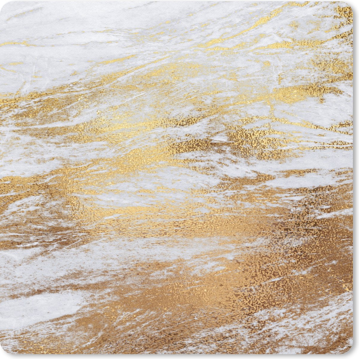 Muismat 20x20 cm - Mousepad Marmer - Grijs - Goud - Muismatten