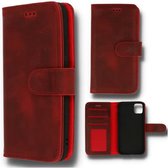 IPhone 13 Pro Ledere Portemonnee Case - Schokbestendig Lederen Magnetische Case - 3x Kaarthouder - Blokkering TPU Shell Kickstand - Flip Cover - iPhone 13 Pro - Rood