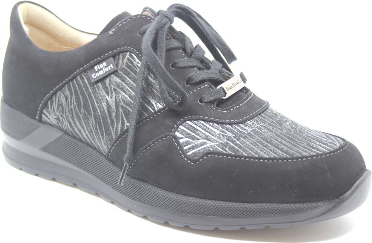 Finn Comfort Drena Zwart Veterschoen Nubuck Wijdte G