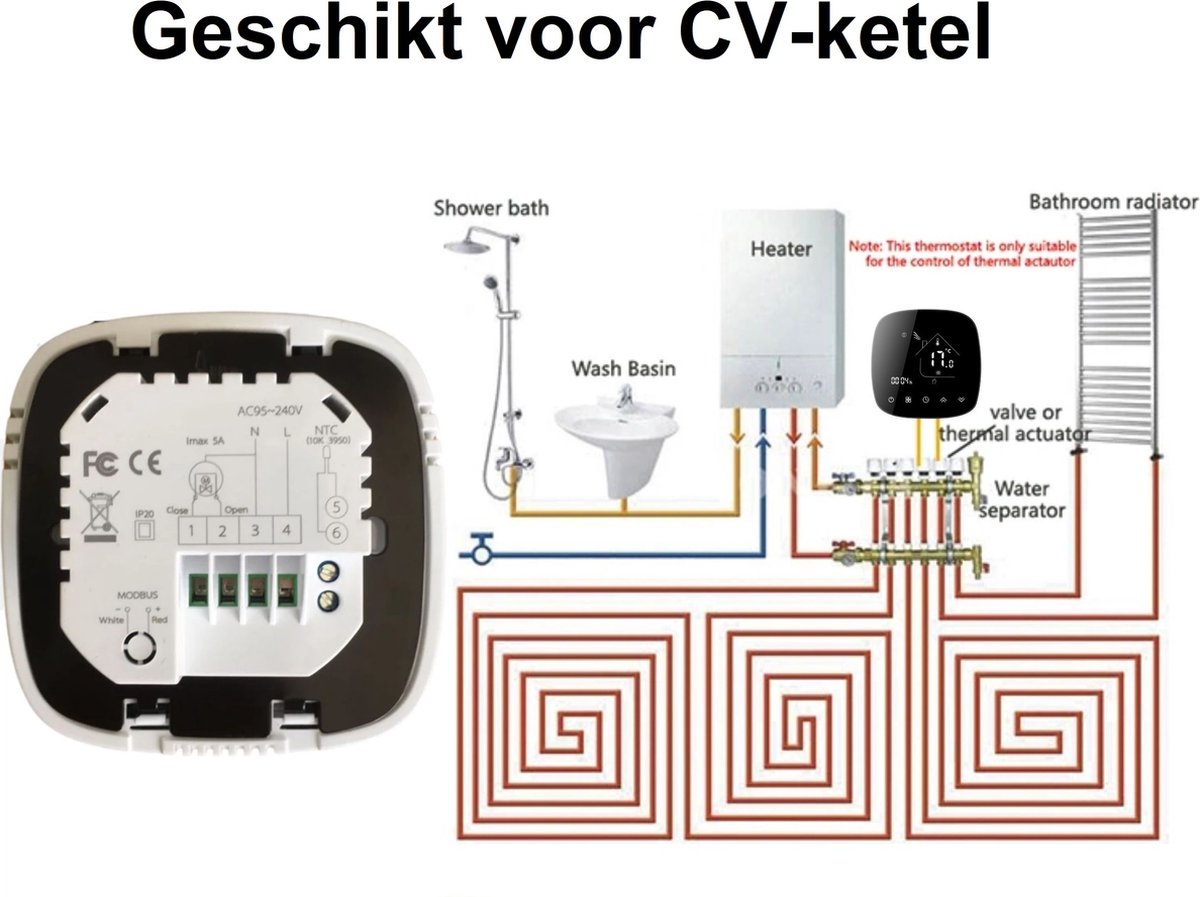 TechU Smart Thermostaat Round - Alleen voor Gas Boiler thumbnail 2