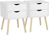 FURNIBELLA -Nachtkastjes set van 2 nachtkastjes met poten, bedconsole commode kast, 2 laden, bijzettafel, koffietafel, hoogte 61 cm