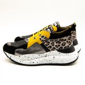 Luipaardprint sneakers dames maat 40/ dierenprint sneakers dames maat 40/ leren sneakers dames maat 40 , bruin, zwart, grijs, geel