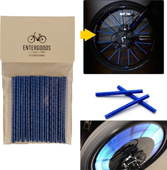 Foto: Entergoods fietsreflector spaakreflectoren voor elke fiets voor het hele gezin universeel reflecterende tape spaakverlichting blauw 12 stuks