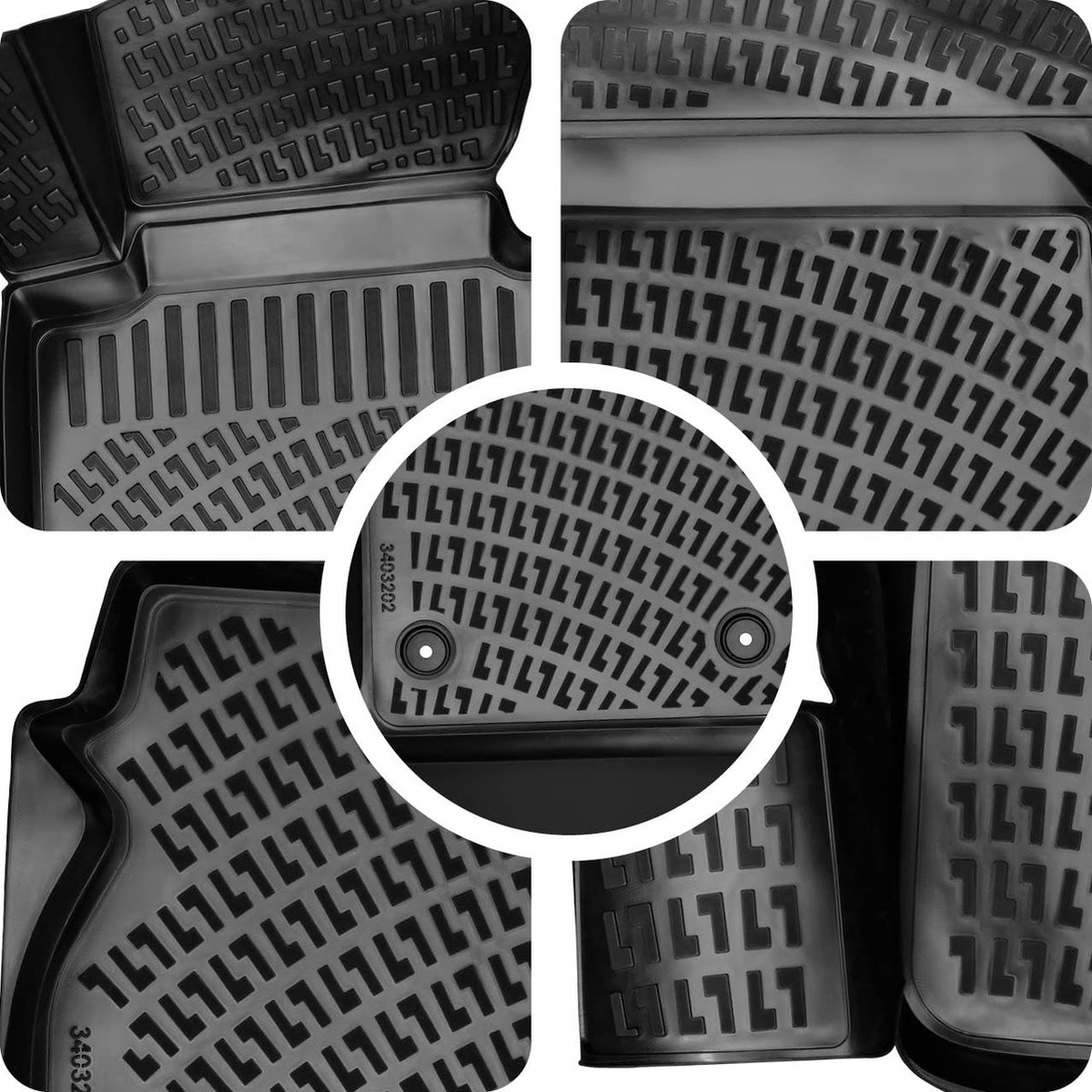Rizline Perfecte pasvorm 3D vloermatten auto compatibel met BMW 3 & X Drive F30 F31 2012-2019 auto-accessoires 1e en 2e rij rubberen matten auto's TPE all-weather geurloos antislip voor en achter