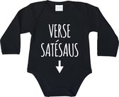 Rompertjes baby met tekst - Verse satésaus - maat: 80 - lange mouwen - baby - rompertjes baby - romper - rompers - rompertje - rompertjes - stuks 1 - zwart