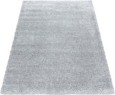 Hoogpolig tapijt met fijne haartjes in de kleur zilver