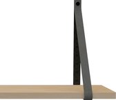 Handles and more Leren plankdragers - met sierschroeven - 100% leer – Donkergrijs – set van 2 leren plank banden