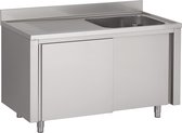 Spoeltafel met Schuifdeuren | 1 Rechts | 140 x 70cm | Combisteel | 7408.0086