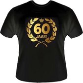 Funny zwart shirt. Gouden Krans T-Shirt - 60 jaar - Maat L