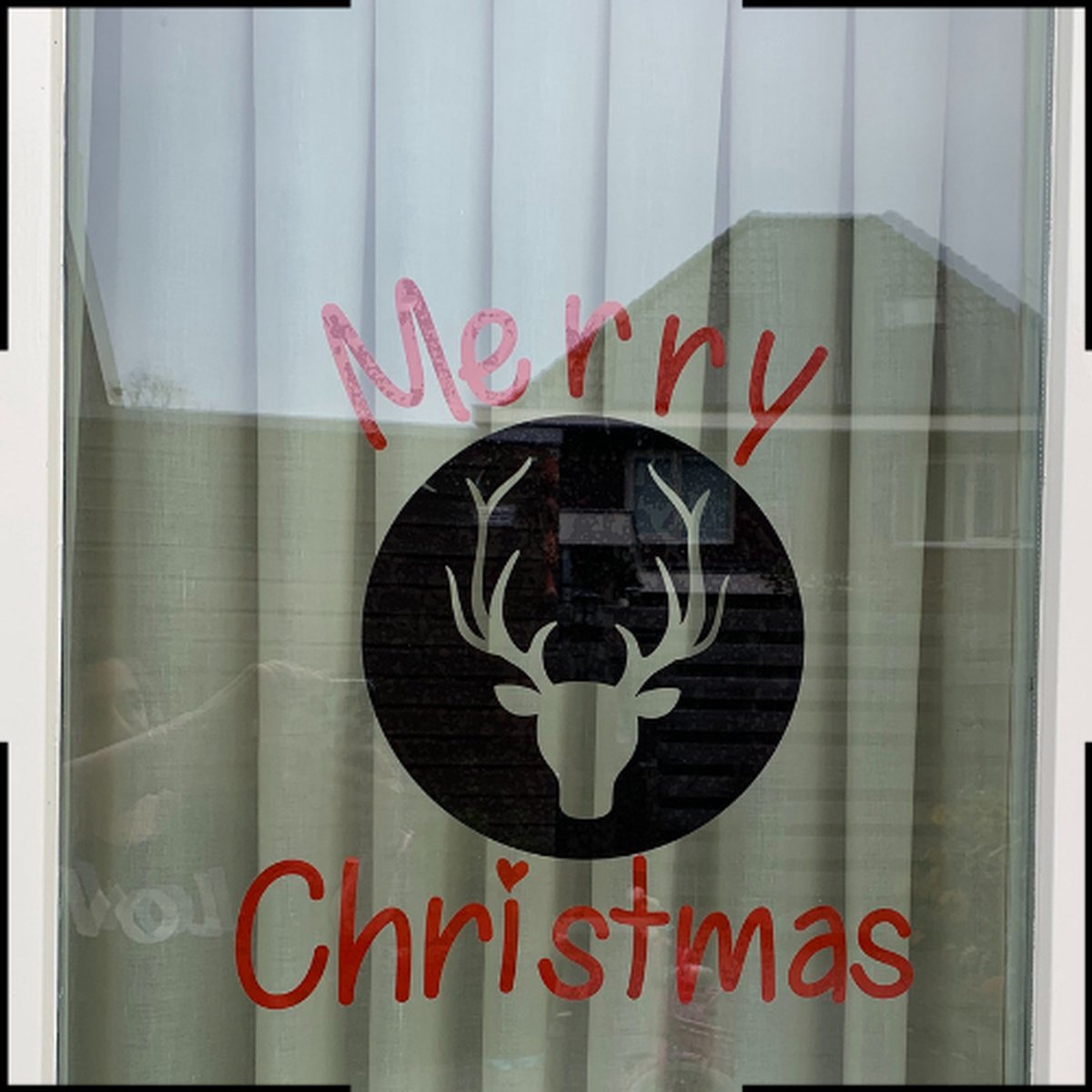 Raamsticker Herbruikbaar Kerst Cirkel Rendier