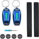 kwmobile LED lampjes met batterijen – Set van 2 - LED COB veiligheidslampjes met clip en klittenband – Voor op je rugzak of als armband