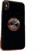 iPhone Xs Max hoesje met ring - Kickstand - iPhone - Goud detail - Handig - Hoesje met ring - 4 verschillende kleuren - Goud - Grijs/blauw - Donker groen - Zwart