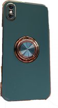 iPhone Xs Max hoesje met ring - Kickstand - iPhone - Goud detail - Handig - Hoesje met ring - 5 verschillende kleuren - zalm roze - Grijs/blauw - Donker groen - Zwart