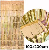 Glittergordijn - Deurgordijn - Feestgordijn - Glitter Folie Gordijn - Backdrop - Fotowand Versiering - Decoratie - Raam & Deur - Verjaardag Feest - Metallic - Goud - 100x200cm
