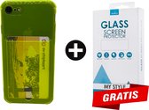 Crystal Backcase Transparant Shockproof Met Pasjeshouder Hoesje iPhone 7 Geel - Telefoonhoesje - Smartphonehoesje - Zonder Screen Protector