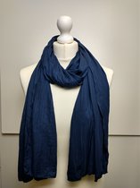 Dames sjaal Katja geribbeld effen donkerblauw