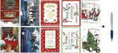 50 Luxe Kerst- en Nieuwjaarskaarten met Pen - 9,5x14cm - 10 x 5 dubbele kaarten met enveloppen - serie Joy
