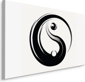 Schilderij - Yin & Yang in zwart/wit, premium Print