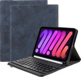 Apple iPad Mini 6 2021 Case avec clavier - 8,3 pouces - avec clavier QWERTY - Vintage Bluetooth Keyboard Cover - Blauw