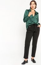 LOLALIZA Satijnen blouse met lange mouwen - Groen - Maat 40