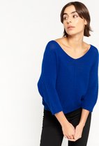 LOLALIZA Gebreide trui met driekwartsmouw - Blauw - Maat L/XL