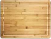 Navaris bamboe snijplank met sapgleuf - Houten keukenplank - Duurzaam en praktisch werkblad - 45 x 34 x 1,8 cm