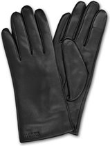 Navaris leren touchscreen handschoenen - 100% lederen handschoenen voor dames - Dameshandschoenen met zachte kasjmier wollen voering - Maat L - Zwart