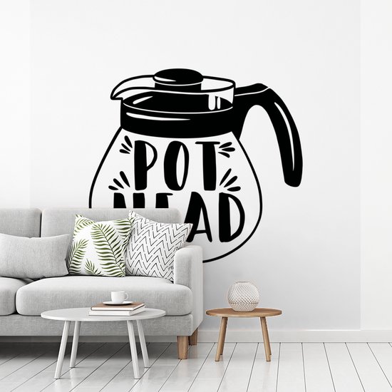 Behang - Fotobehang Pot head - Quotes - Spreuken - Breedte 300 cm x hoogte 300 cm