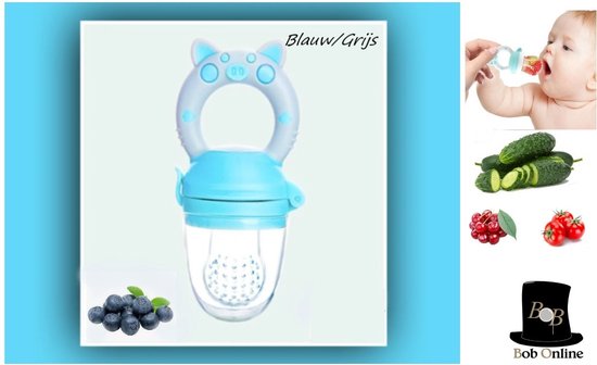 Bob Online ™ - Blauw Baby Fruitspeen en Bijtring in- een met Medium Speen  -... | bol.com