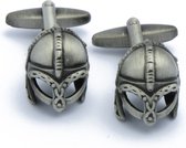 Manchetknopen - Middeleeuwse Helm Donker Zilver