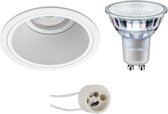 LED Spot Set - Pragmi Minko Pro - GU10 Fitting - Inbouw Rond - Mat Wit - Verdiept - Ø90mm - Philips - MASTER 927 36D VLE - 3.7W - Warm Wit 2200K-2700K - DimTone Dimbaar - BSE