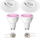 Primux Zano Pro - Inbouw Rond - Mat Wit - Kantelbaar - Ø93mm - Philips Hue - LED Spot Set GU10 - White and Color Ambiance - Bluetooth