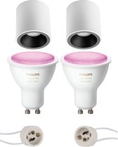 Primux Cliron Pro - Opbouw Rond - Mat Wit/Zwart - Verdiept - Ø90mm - Philips Hue - Opbouwspot Set GU10 - White and Color Ambiance - Bluetooth