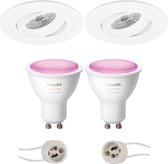 Prima Alpin Pro - Inbouw Rond - Mat Wit - Kantelbaar Ø92mm - Philips Hue - LED Spot Set GU10 - White and Color Ambiance - Bluetooth