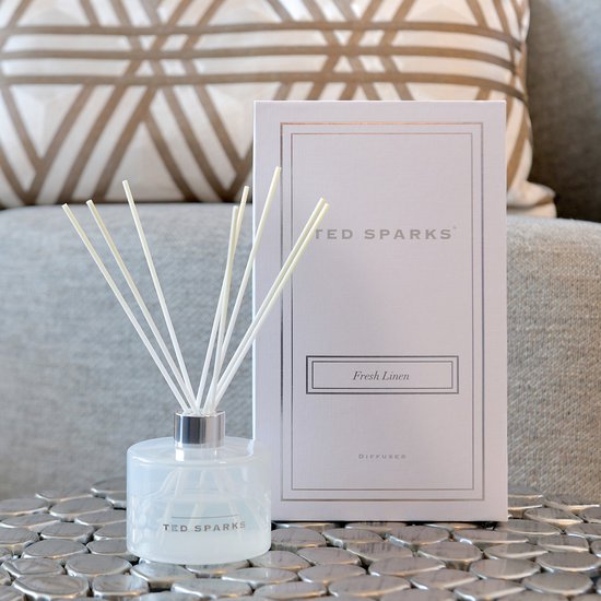Ted Sparks - Geurstokjes - Huisparfum - Interieurparfum - Huisgeur geurstokjes – Luxe verpakking - Fresh Linen - Ted Sparks
