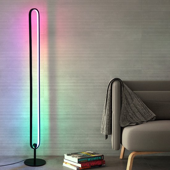 Versterken schroef paraplu Hozard® Moderne LED Vloerlamp Z2 - Dimbare Staand Lamp + Afstandsbediening  - Ovaal -... | bol.com