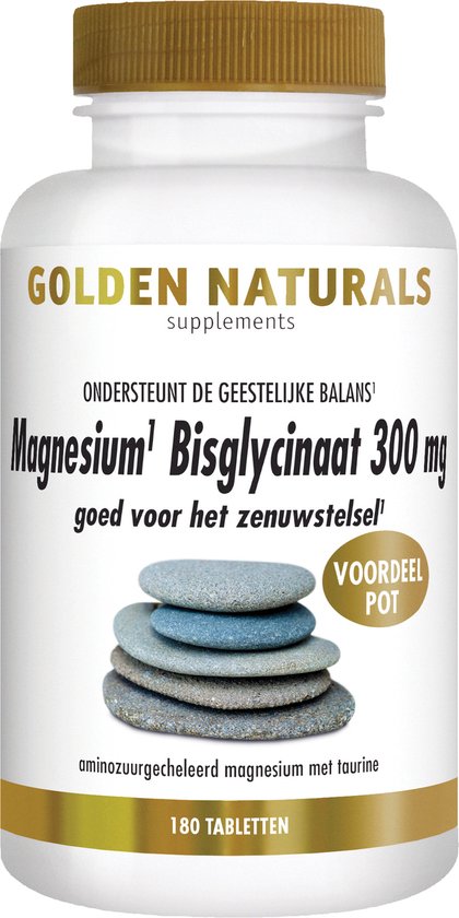 Golden Naturals Magnesium Bisglycinaat 300mg (180 veganistische tabletten)