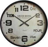 Lucy's Living Luxe Wandklok ARSEN Clock Zwart - ø80 cm- Industriële Wandklok - wit - goud - Uurwerk - Industrieel - Vintage - Modern - Romeinse Cijfers - Zwarte Klok
