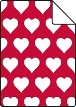 Proefstaal ESTAhome behang harten rood en wit - 136813 - 26,5 x 21 cm