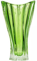 Groene kristallen vaas PLANTICA - Bohemia Kristal - luxe bloemenvaas groen - 32 cm