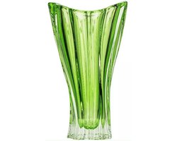 Groene kristallen vaas PLANTICA - Bohemia Kristal - luxe bloemenvaas groen - 32 cm