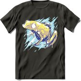 Dieren T-Shirt | kikker retro kleding Kado Heren / Dames | Perfect wildlife Cadeau shirt - Donker Grijs - L