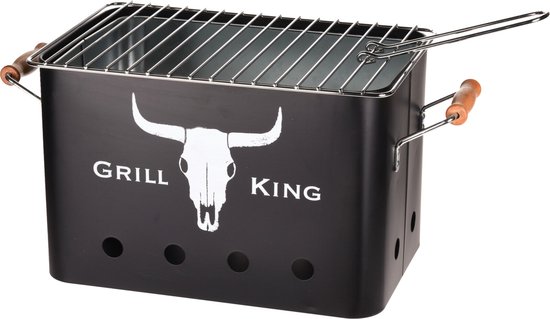 Grill King Houtskoolbarbecue Rechthoek - Mat Zwart - 32x20x20 cm