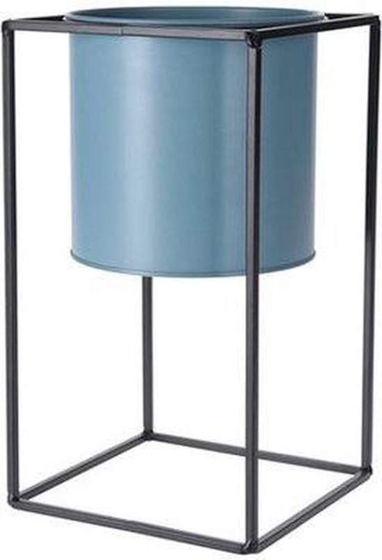 Pot de fleurs en métal 30 cm bleu