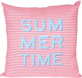 Sierkussen - Summer Time - Blauw En Roze - 45 Cm X 45 Cm