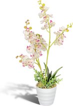 Orchidee kunstplant - kunstbloem - voor binnen - in pot - 50 cm - wit