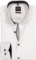 OLYMP Level 5 body fit overhemd - mouwlengte 7 - wit (zwart contrast) - Strijkvriendelijk - Boordmaat: 38
